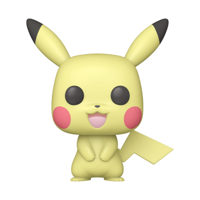 Figura colecionável de Pikachu amarelo com detalhes pretos e vermelhos.