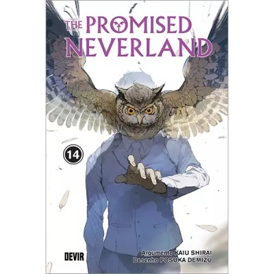 Capa do livro The Promised Neverland Volume 14 com figura de coruja