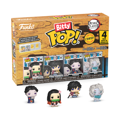Conjunto de 4 figuras em vinil Bitty Pop! Demon Slayer com personagens e embalagem