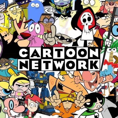 Personagens coloridos de desenhos animados com logótipo Cartoon Network ao centro