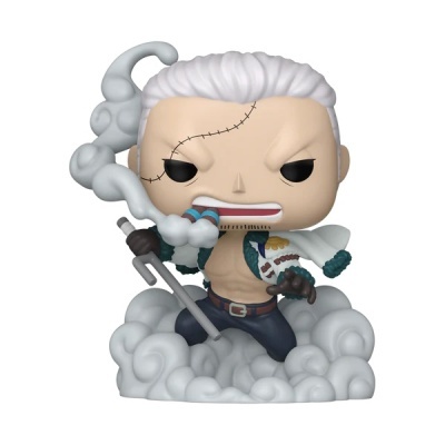 Figura Funko Pop personagem com espada e nuvens de fumo
