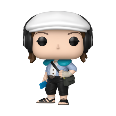 Figura Funko Pop com boné branco e roupa casual colorida