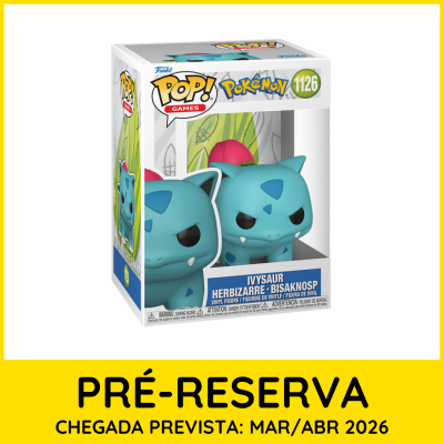 Figura Funko Pop! Ivysaur Pokémon nº1126 em embalagem branca com texto e janela transparente
