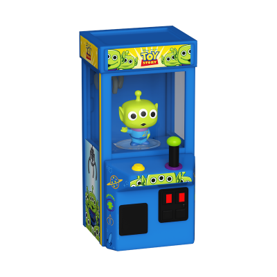 Máquina de jogo azul tipo guinchador com figura alien do Toy Story