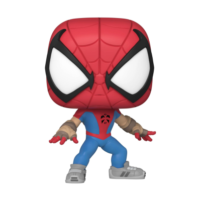Figura colecionável de vinil do Homem-Aranha com grande cabeça vermelha e olhos brancos