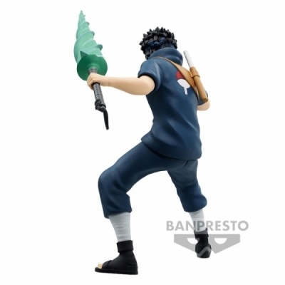 Figura de ação de personagem anime com arma verde e roupa azul escura