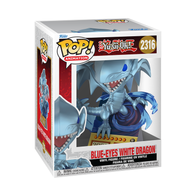 Embalagem de Funko Pop! Blue-Eyes White Dragon, personagem azul de Yu-Gi-Oh!