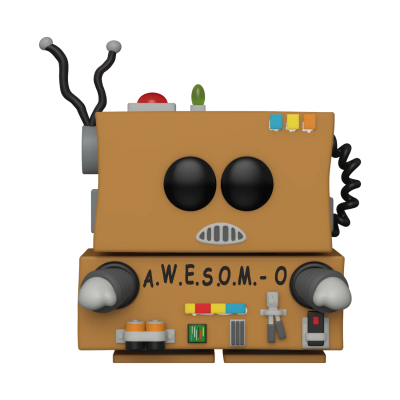 Robot de brinquedo castanho com antenas e botões coloridos