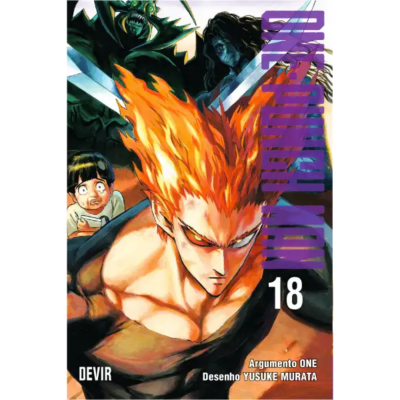 Capa do livro One Punch Man volume 18 com personagem de cabelo laranja e expressão séria