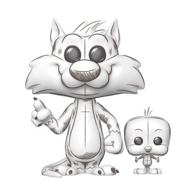 Bonecos de vinil estilo Funko Pop de lobo branco e pequena ave branca