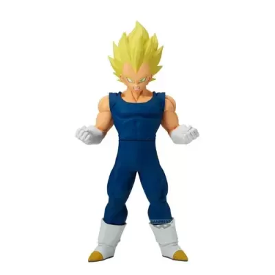 Figura de ação anime com cabelo amarelo e roupa azul