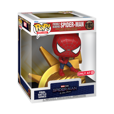 Figura Funko Pop Deluxe de Spider-Man em embalagem