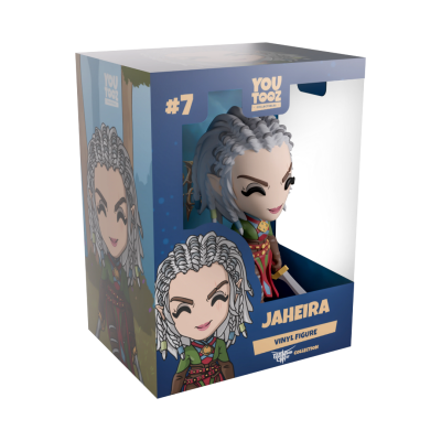 Figura de vinil Jaheira em caixa azul com janela transparente