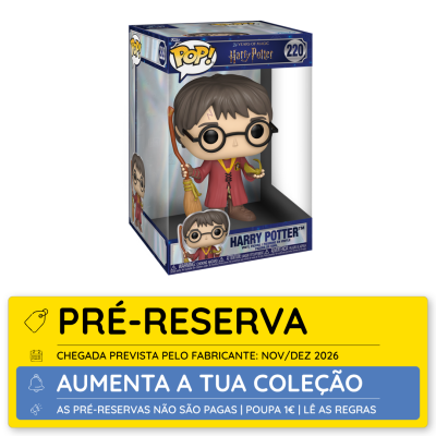 Figura Funko Pop Harry Potter 220 em caixa com rótulo de pré-reserva amarela