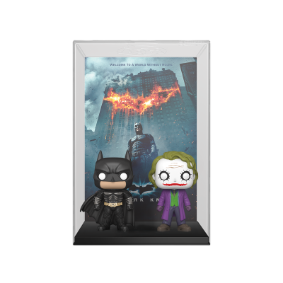 Figuras Funko Pop Batman e Joker com poster Batman Dark Knight