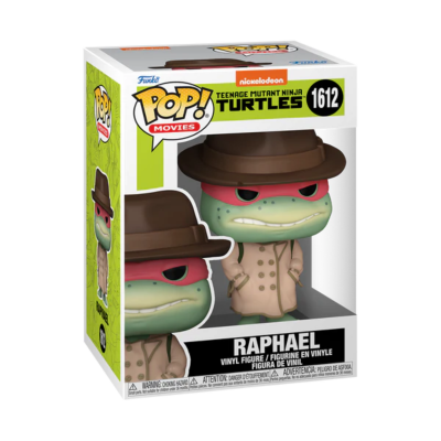 Figura Funko Pop Raphael Teenage Mutant Ninja Turtles número 1612 na caixa com fundo verde