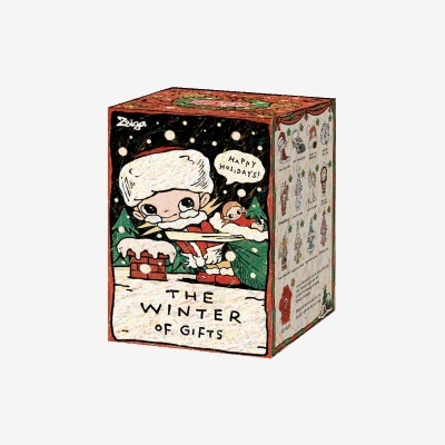 Caixa colorida com ilustração de Pai Natal e texto em inglês