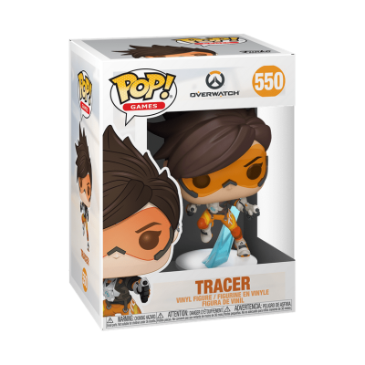 Figura Funko Pop! Tracer Overwatch 550 em caixa transparente