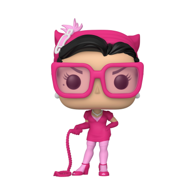 Figura Funko Pop feminina com roupa rosa e acessórios