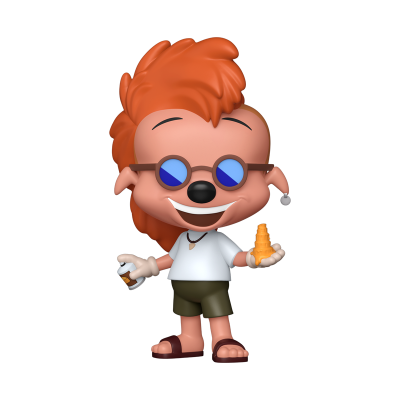 Figura de brinquedo com cabelo laranja e óculos azuis
