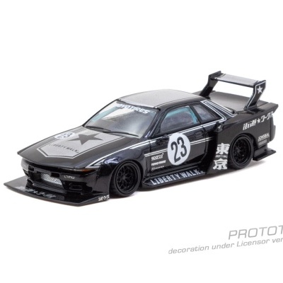 Miniatura de carro de corrida preto com número 23 e spoiler