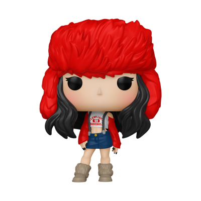 Figura Funko Pop com cabelo vermelho volumoso e roupa casual