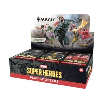 Caixa de boosters Magic The Gathering Marvel Super Heroes aberta