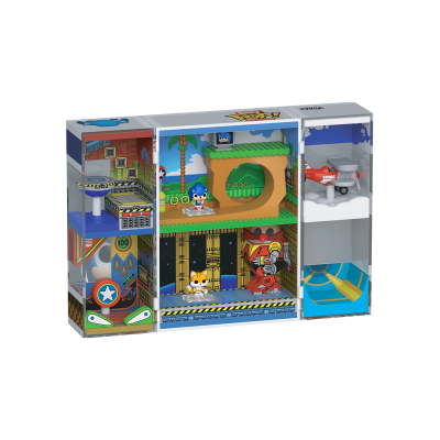 Conjunto Funko Pop! Sonic e Tails com cenário de jogo e avião vermelho SONIC