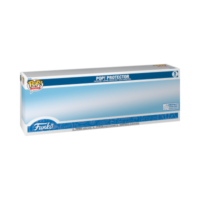 Caixa de protector Funko Pop! azul e branca para figuras colecionáveis