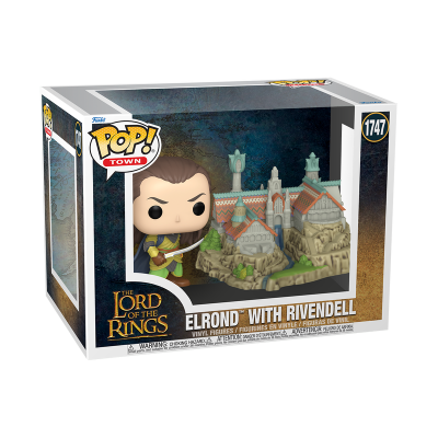Funko Pop! Town de Elrond com Rivendell em caixa