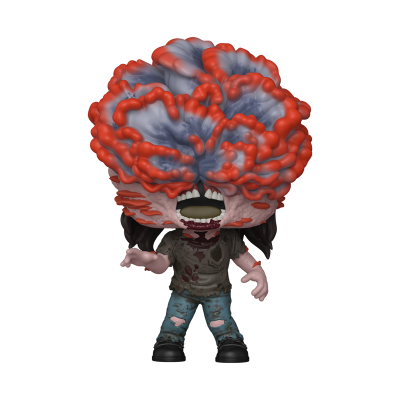 Figura Funko Pop de personagem com crescimento orgânico vermelho e azul cobrindo o rosto