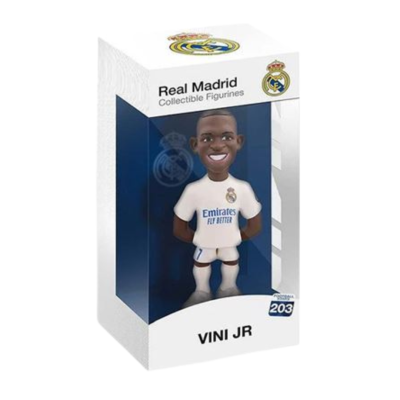 Figura colecionável VINI JR Real Madrid em embalagem branca e azul