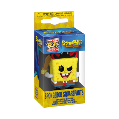 Chaveiro figura vinil SpongeBob SquarePants pirata em caixa azul amarela