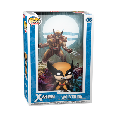 Figura Funko Pop! Wolverine X-Men número 06 em embalagem com fundo ilustrado