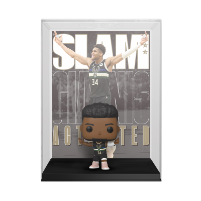 Figura Funko Pop jogador basquetebol número 34 em caixa transparente com fundo SLAM GIANTS ACQUIRED