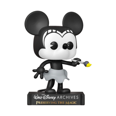 Figura colecionável Funko Pop Minnie Mouse preto e branco com pincel
