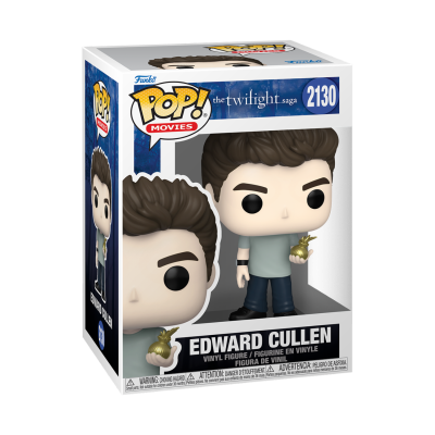 Figura Funko Pop de Edward Cullen da saga Twilight na embalagem.