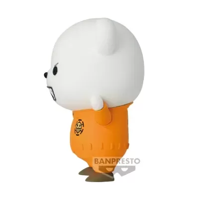 Figura colecionável de urso branco com corpo laranja