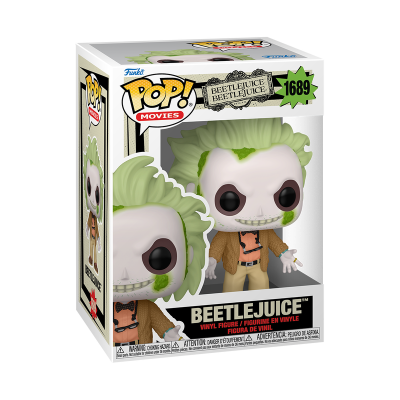 Figura Pop! vinil Beetlejuice em caixa com detalhes em verde e preto