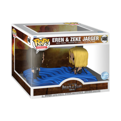 Caixa Funko Pop! Moment com figuras Eren e Zeke Jaeger de Attack on Titan