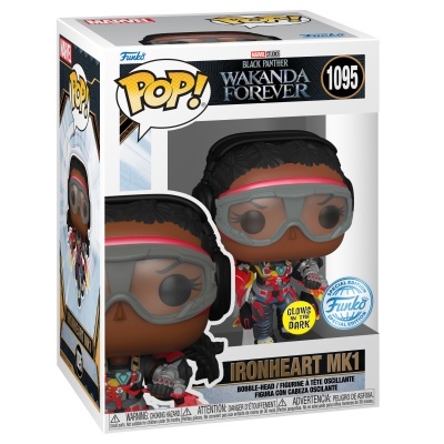 Funko Pop Ironheart MK1 em caixa da coleção Wakanda Forever