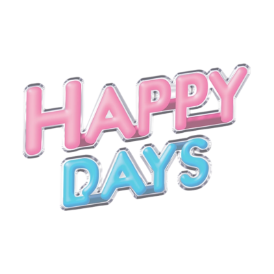 Letras 3D HAPPY DAYS em rosa e azul