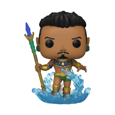 Figura Funko Pop masculino com lança azul e efeitos de água