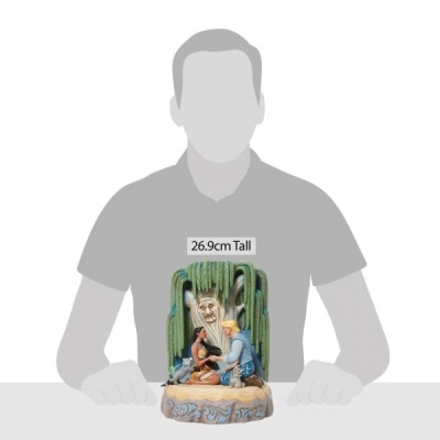 Figura decorativa com personagens e cactos verdes, 26.9cm de altura.