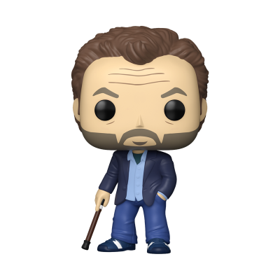 Figura colecionável estilo Funko Pop de homem com roupa azul e bengala