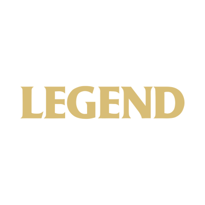 Palavra LEGEND em letras douradas sobre fundo preto
