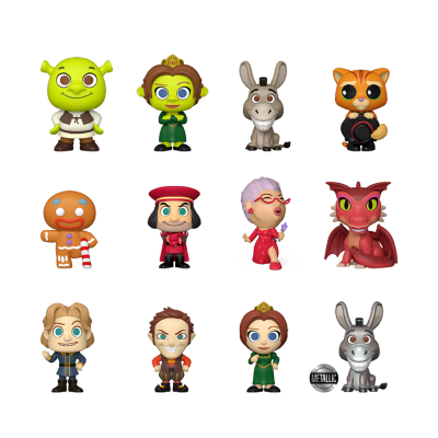 Doze figuras estilo Funko Pop com personagens variados em várias cores e estilos