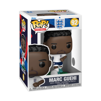 Figura Funko Pop de Marc Guehi em caixa com design futebol