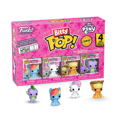 Conjunto Funko Bitty Pop! My Little Pony com 4 figuras colecionáveis em vinil numa caixa rosa
