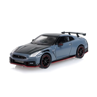 Miniatura de carrinha desportiva cinzenta com detalhes em preto e vermelho